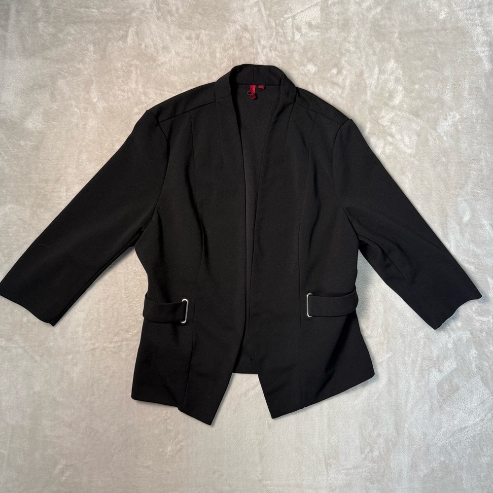 Love Scarlett Black Open Front Blazer Jacket Size L Minimalist